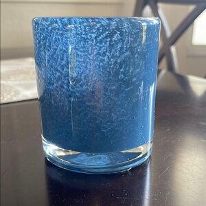 Deep Blue Mosaic Candle Holder with Translucent Accents